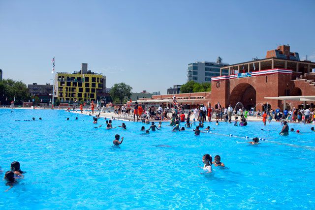 Photograph of McCarren Park Pool after it opened in 2012 by Katie Sokoler/Gothamist